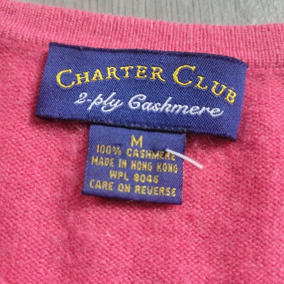 Charter Club Women's size M 2-Ply Cashmere Cardigan Sweater Button pink - Picture 5 of 5